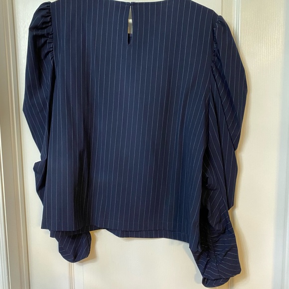 Zara pinstripe long sleeve runched top size XL - Picture 5 of 5